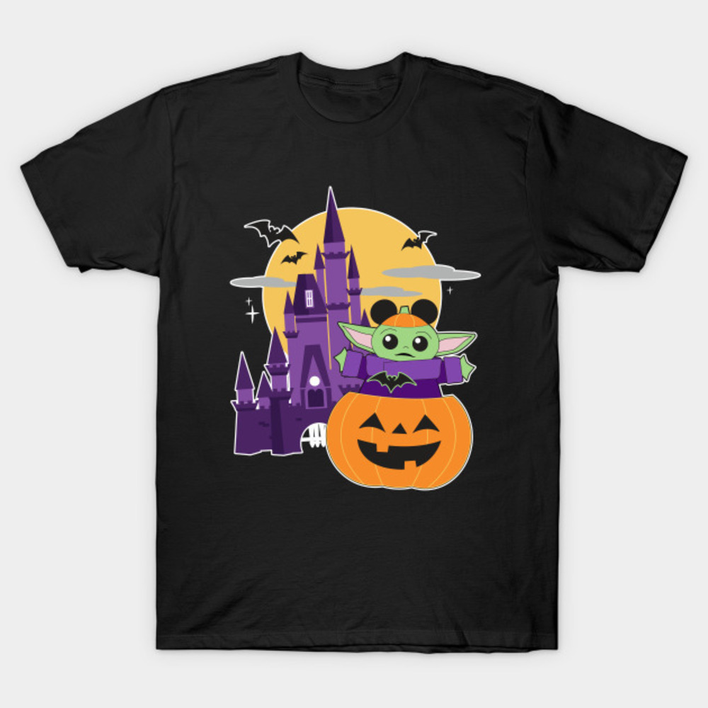 Halloween Castle And Baby Yoda Tshirt